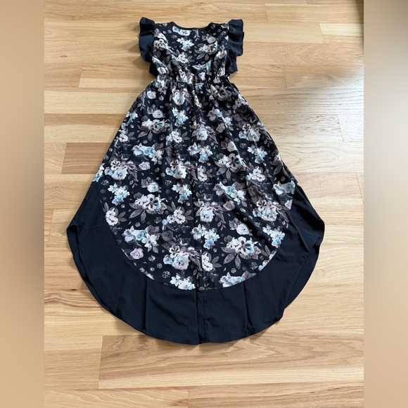 Betset Johnson Midi/Maxi Dress Floral Ruffle Sleeve Asymmetrical V-neck  Sz XS - Picture 8 of 11